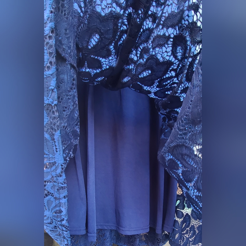 Miusol Elegant Navy Blue Floral Lace Dress – Size XL - Picture 10 of 16